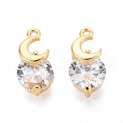 Brass Micro Pave Cubic Zirconia Charms KK-N263-73A-G-1