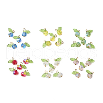 Transparent Electroplate Glass Beads with Transparent Acrylic Charms and Brass Ball Head pins Pendants PALLOY-JF03593-01-1