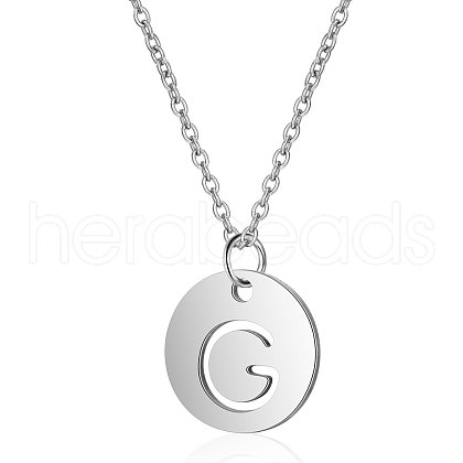 201 Stainless Steel Initial Pendants Necklaces NJEW-S069-TN507-G-1