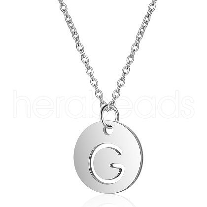 Non-Tarnish 201 Stainless Steel Initial Pendants Necklaces NJEW-S069-TN507-G-1