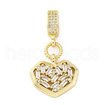 Brass Micro Pave Clear Cubic Zirconia Pendants KK-S510-31G-06-1