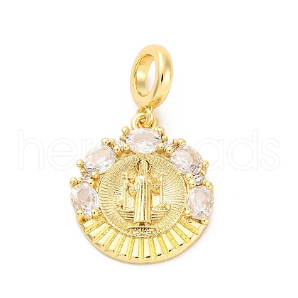 Brass Clear Cubic Zirconia European Dangle Pendants KK-D325-28G-03-1