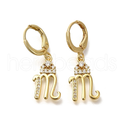Brass Clear Cubic Zirconia Hoop Earrings EJEW-M045-01M-1