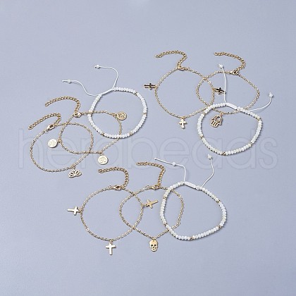 Charm Bracelets and Braided Bracelets Sets BJEW-JB04323-1