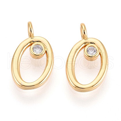 Brass Micro Pave Cubic Zirconia Charms KK-N263-97G-O-1
