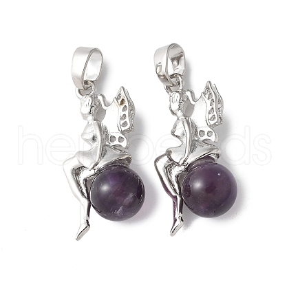 Natural Amethyst Pendants G-L512-E12-1