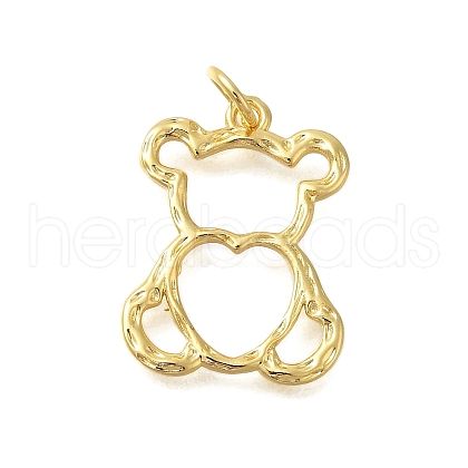Hollow Bear Rack Plating Brass Pendants KK-I716-04G-1
