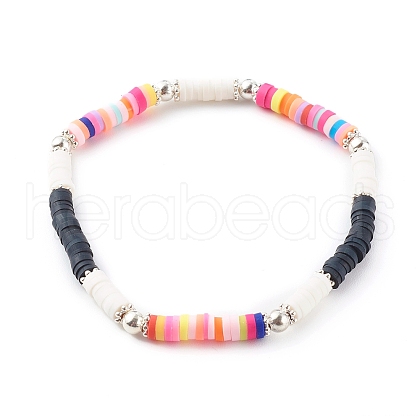 Handmade Polymer Clay Heishi Beaded Stretch Bracelets BJEW-JB06146-05-1