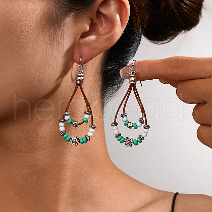 Alloy Synthetic Turquoise Dangle Earrings FS-WG12E90-04-1