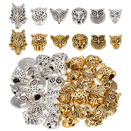 DELORIGIN 48Pcs 12 Styles Tibetan Style Alloy Beads FIND-DR0001-22-1