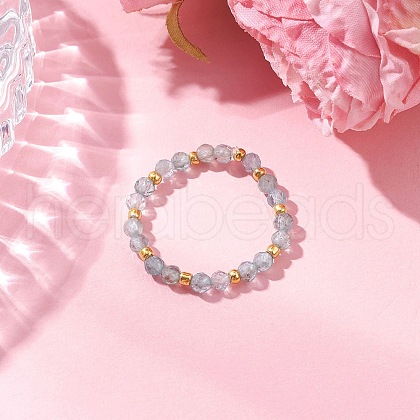 Natural Apatite Beaded Stretch Rings for Women RJEW-JR00868-03-1
