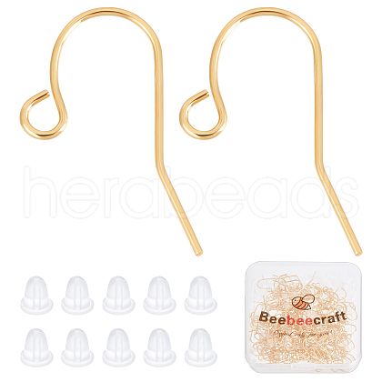 Beebeecraft 200Pcs Brass Earring Hooks KK-BBC0002-46-1