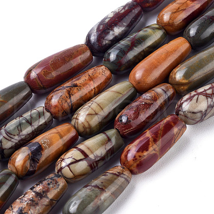 Natural Picasso Stone/Picasso Jasper Beads Strands G-D0017-05-1