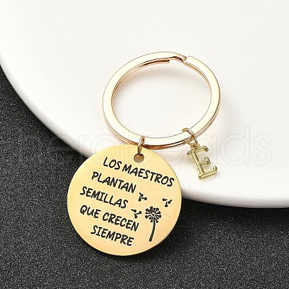 201 Stainless Steel & Brass Letter Keychain KEYC-YW00095-05-1