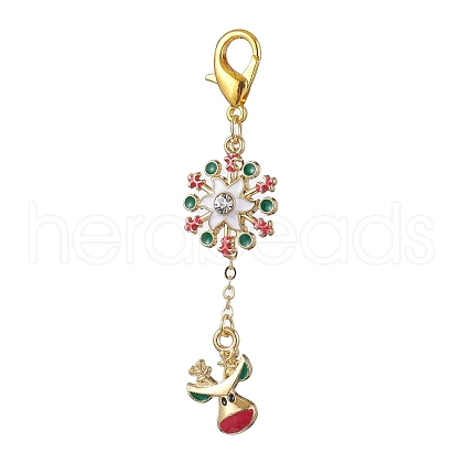 Christmas Theme Deer Snowflake Alloy Enamel Pendant Decorations HJEW-JM02133-1