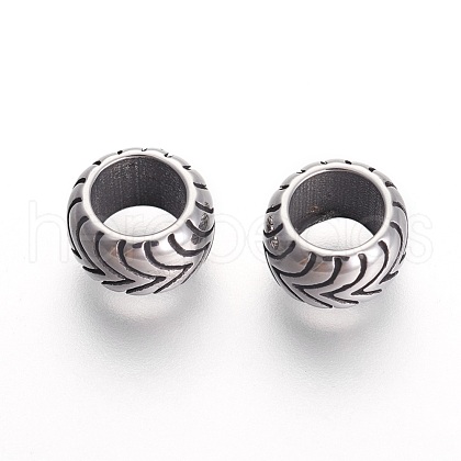 304 Stainless Steel European Beads STAS-F194-05AS-1