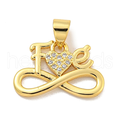 Rack Plating Brass Micro Pave Clear Cubic Zirconia Pendants KK-B091-49G-01-1