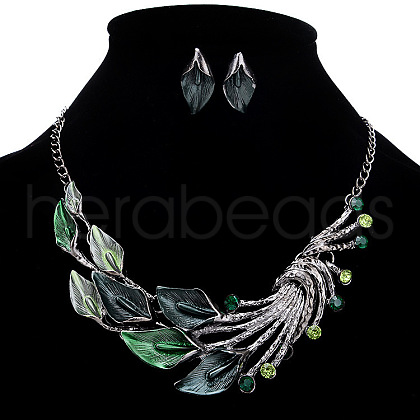Fashionable Alloy Rhinestone Stud Earrings & Bib Necklaces Sets FS-WG3CE91-03-1