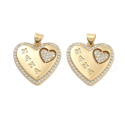 Brass Pave Clear Cubic Zirconia Pendants KK-U009-05E-G-1