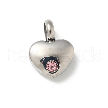 304 Stainless Steel Rhinestone Pendants STAS-R139-01P-04-1