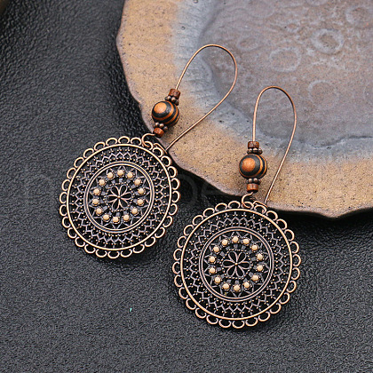 National Style Alloy Wood Dangle Earrings FS-WG6B91F-01-1
