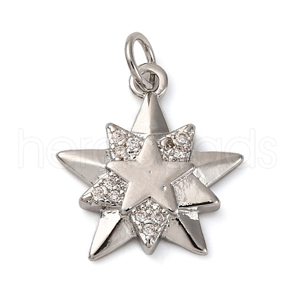 Brass Micro Pave Clear Cubic Zirconia Pendants KK-P308-76P-1