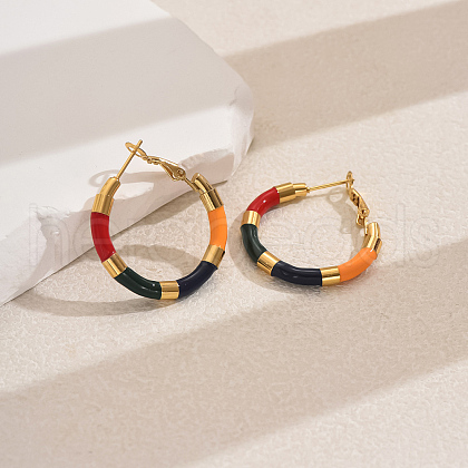 Sweet Stainless Steel Classic Hoop Earrings for Women ZH6889-7-1