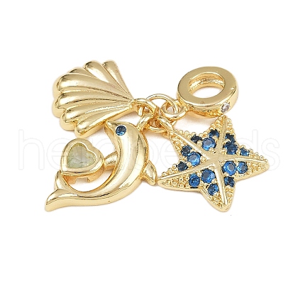Rack Plating Brass Micro Pave Cubic Zirconia Pendants KK-M309-32G-1