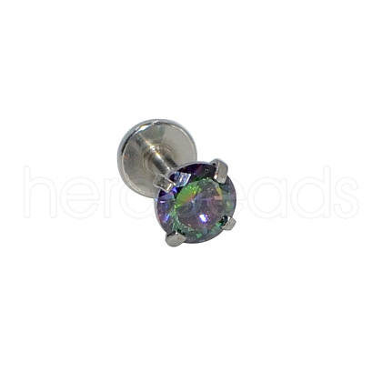 304 Stainless Steel Colorful Synthetic Opal Internally Threaded Labrets For Women Men WGF4990-37-1