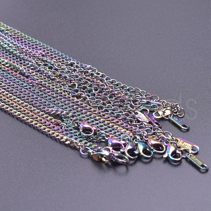 Stainless Steel 3mm Curb Chain Necklaces OT4459-5-1