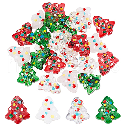   24Pcs 4 Colors Handmade Bumpy Glass Beads Strands LAMP-PH0001-33-1