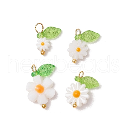 4Pcs 4 Styles Natural Freshwater Shell Enamel Pendants PALLOY-JF03480-1