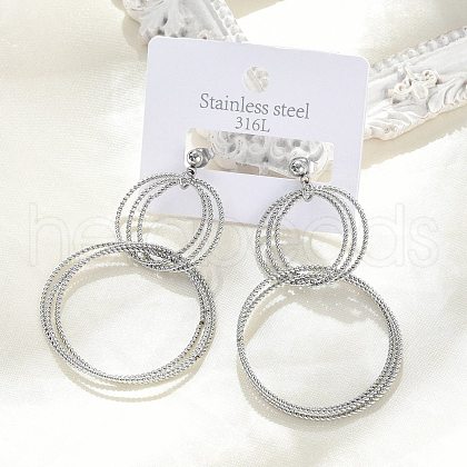 304 Stainless Steel Dangle Stud Earrings EJEW-Z098-27P-1