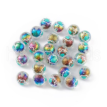 UV Plating Rainbow Iridescent Acrylic Enamel Beads OACR-I003-12D-1