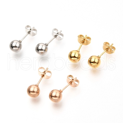304 Stainless Steel Ball Stud Earrings EJEW-C501-10D-1