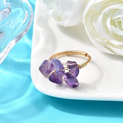 Natural Amethyst Finger Rings for Women RJEW-TA00202-03-1