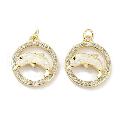 Brass Micro Pave Clear Cubic Zirconia Pendants KK-L213-025G-1