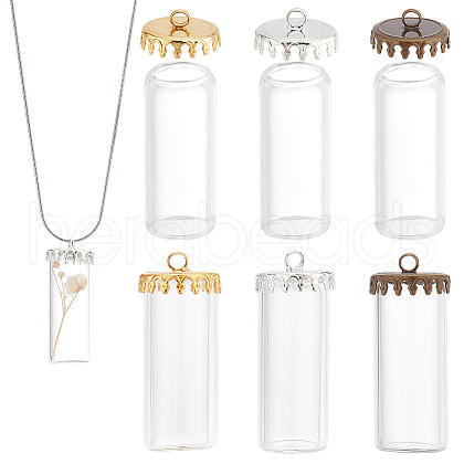   6Sets 3 Colors Transparent Glass Bottle Pendants GLAA-PH0002-36-1