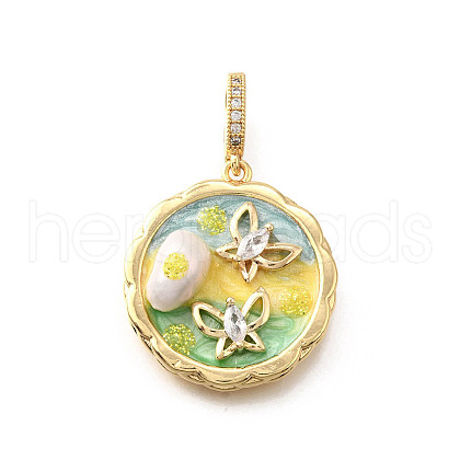 Brass Micro Pave Cubic Zirconia & Enamel Pendants KK-R222-15G-01-1