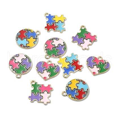 10Pcs 5 Styles Alloy Enamel Pendants ENAM-YW0003-87-1