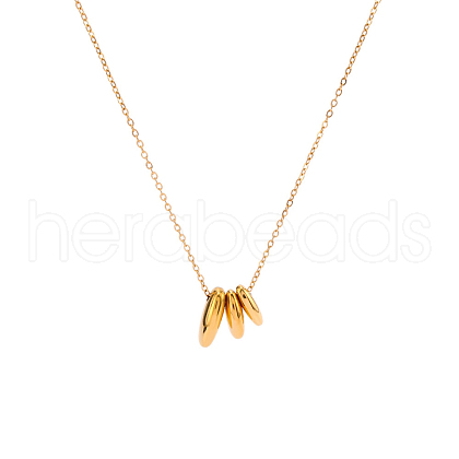 Stainless Steel Three Asymmetric Oval Pendant Necklaces for Women PW-WG3EE28-01-1