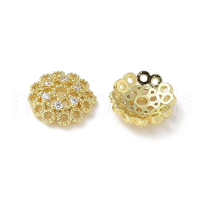 Brass Clear Cubic Zirconia Bead Caps KK-A236-15C-G-1