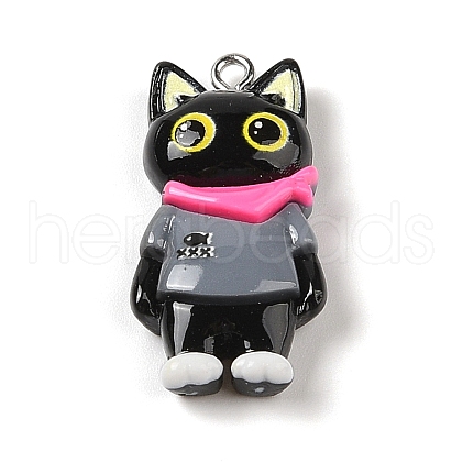 Opaque Resin Cat Pendants RESI-S399-07C-1