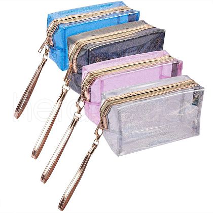 4Pcs 4 Colors Portable Plastic Laser Transparent Cosmetic Storage Bags ABAG-SZC0007-08-1