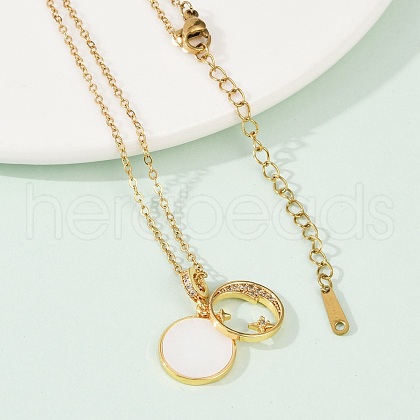 Sun & Star Brass Micro Pave Cubic Zirconia Pendant Neckalces for Women NJEW-C076-08G-1
