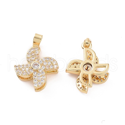Rotatable Brass Micro Clear Pave Cubic Zirconia Pendants KK-E068-VC289-1
