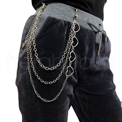Alloy Heart Link 3 Layer Chain Belts for Pants FS-WGFF2BA-01-1