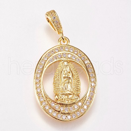 Brass Micro Pave Cubic Zirconia Pendants ZIRC-A009-39G-1