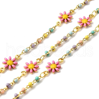 Brass Enamel Flower Link Chains CHS-H112-22G-02-1