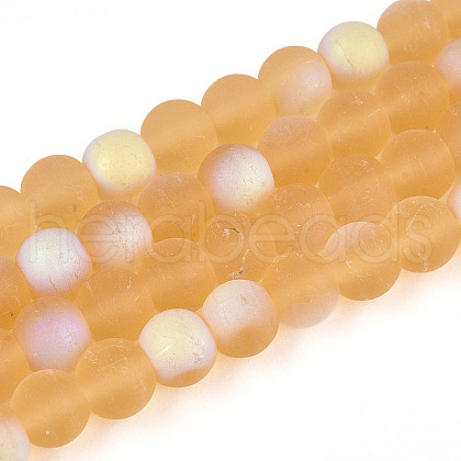 Frosted Transparent Glass Beads Strands GLAA-T032-T6mm-MBB08-1